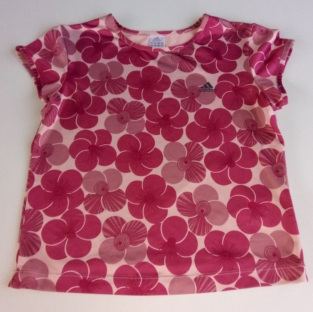 Adidas Maroon Floral Short Sleeve T-shirt Large